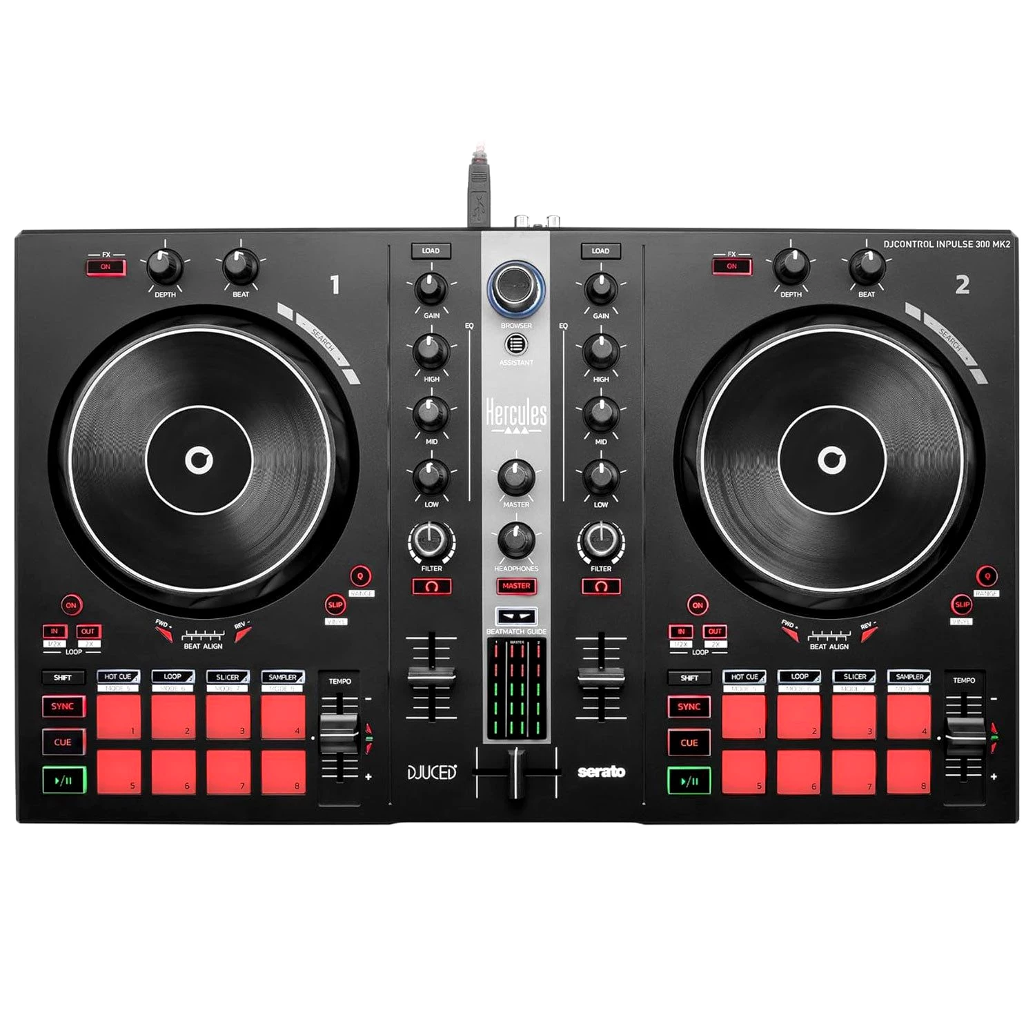 HERCULES DJ Controller Hercules DJ Essentials Kit DJ-Set mit Laptopständer Schwarz