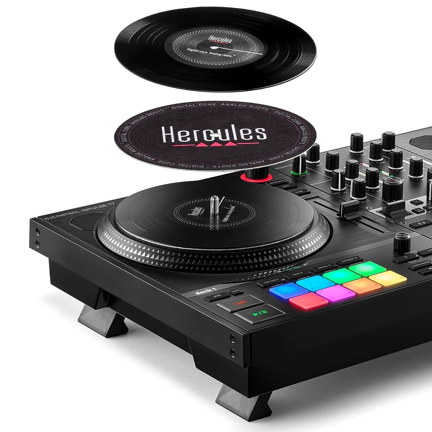 HERCULES DJ Controller Hercules DJ Control Inpulse T-7 mit Laptopständer BK, , mit Laptopständer