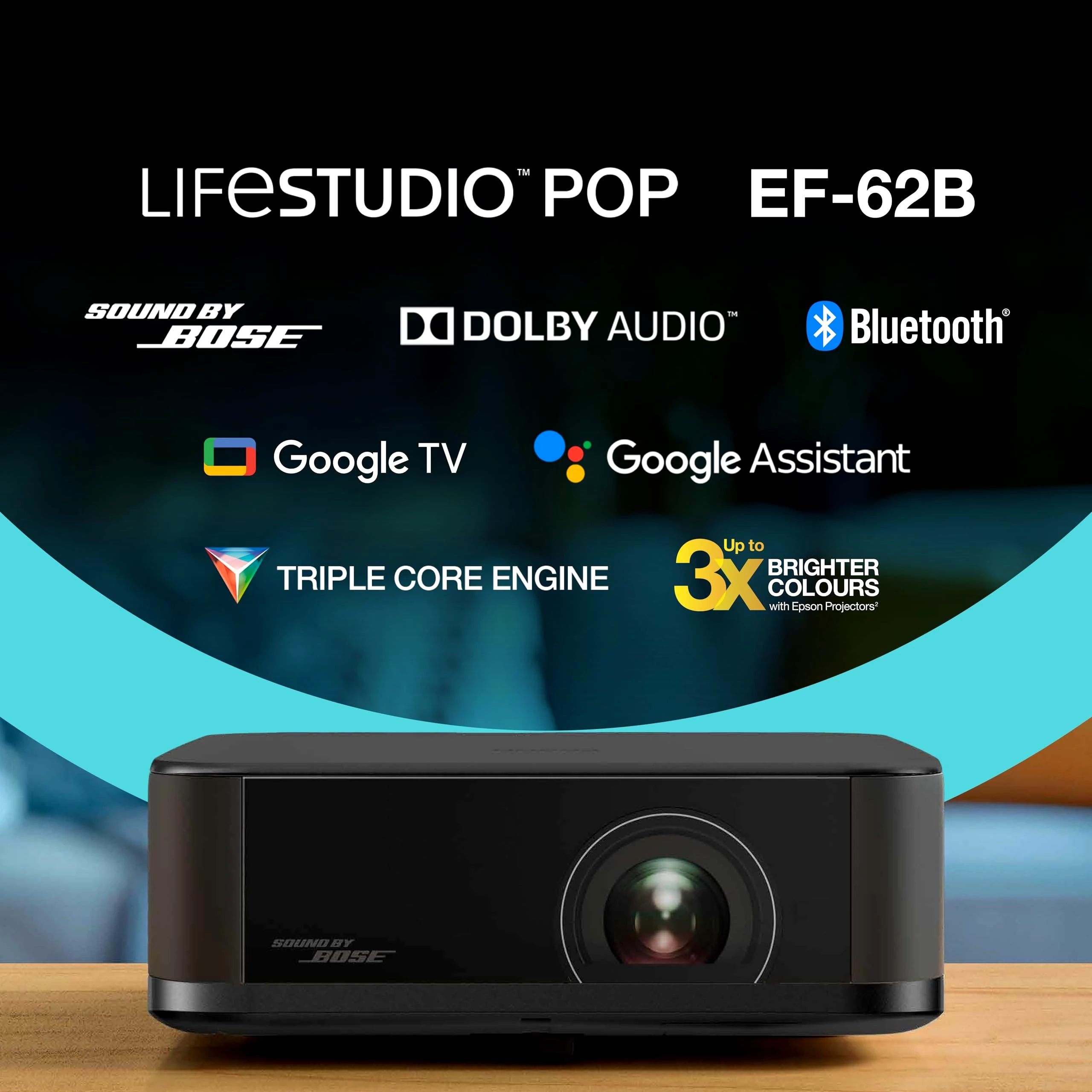 Epson EF62B Beamer (1440p HD Home Projektor, 3000 Lumen)