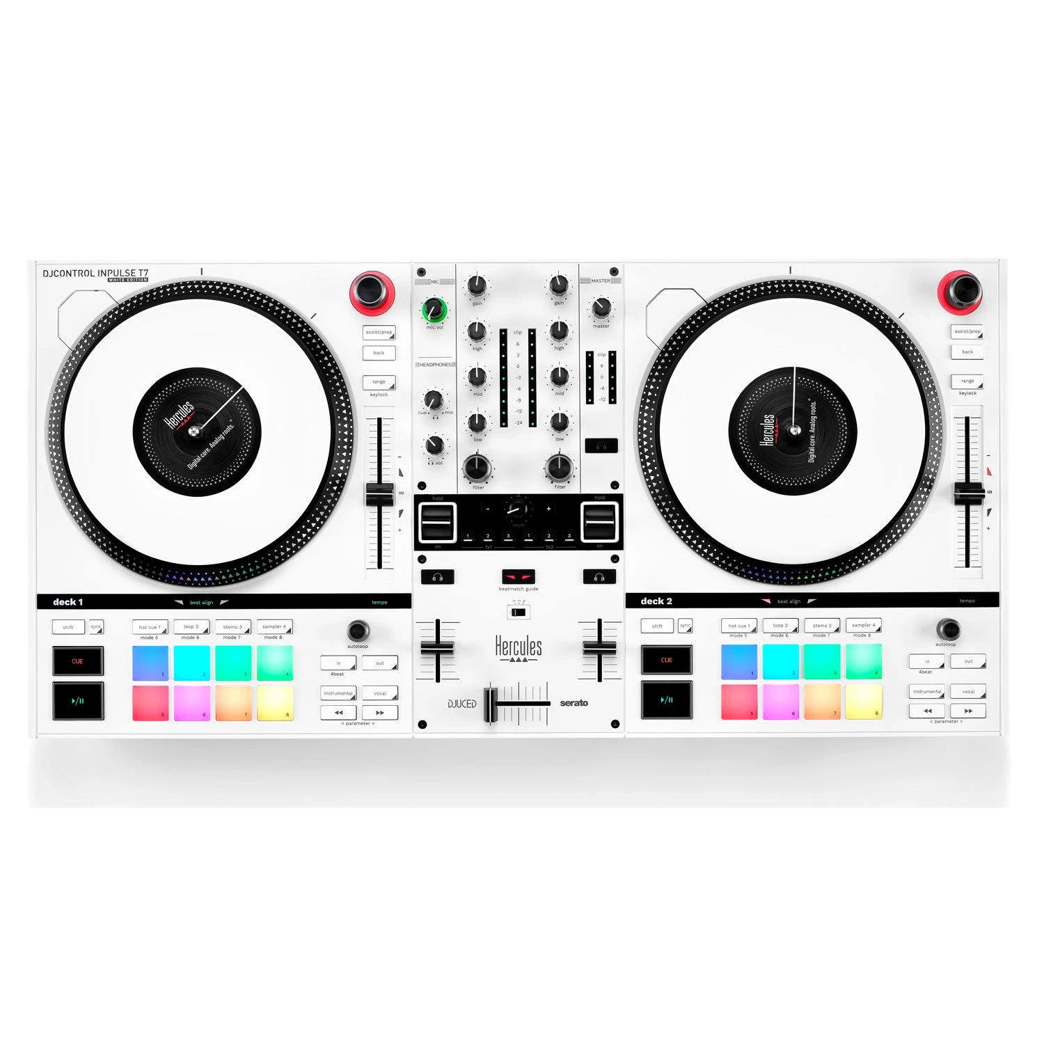 HERCULES DJ Controller Hercules DJ Controller Inpulse T-7 Weiss mit Tasche und Tuch