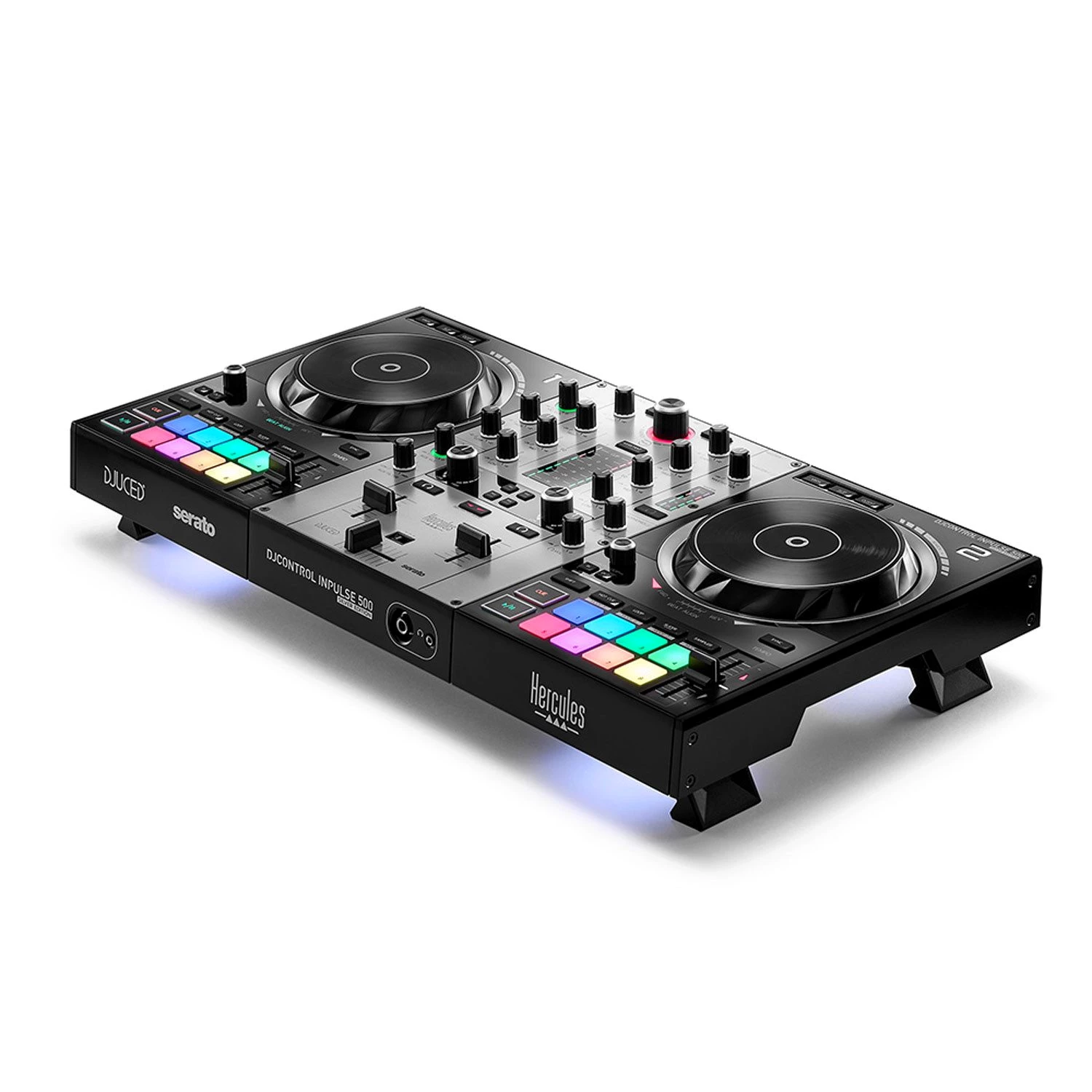 HERCULES DJ Controller Hercules DJ Controller Inpulse 500 Silver, DJ45 Kopfhörer und Tuch